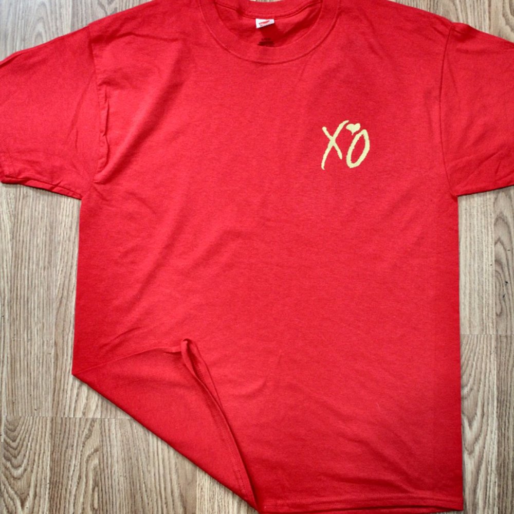 The Weeknd XO Gold Pocket Logo Red T Shirt
